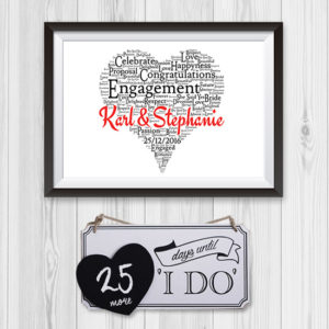 Names in Heart, Mounted Frame & Chalkboard Countdown
