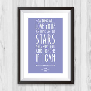 How Long Will I Love You, Mounted Frame & Mr & Mrs Savings Jar