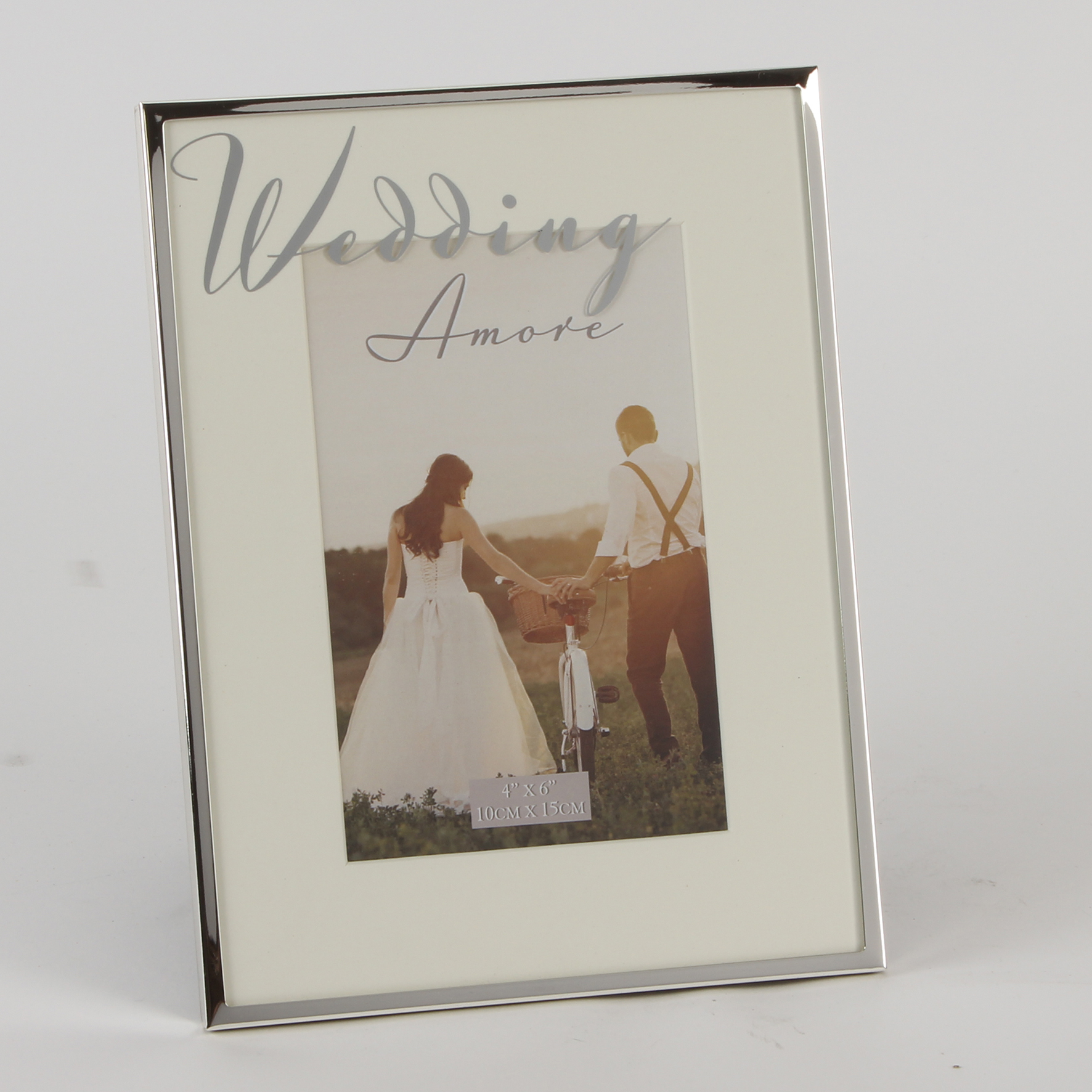 White Script Wedding Frame