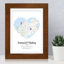 2 Hearts Map Wedding Gift