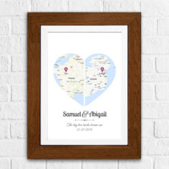2 Hearts Map Wedding Gift