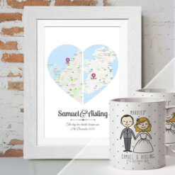 2 Hearts Map Wedding Gift Set 1