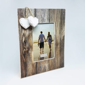 Distressed Wood Frame With Hanging Hearts