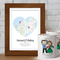 2 Hearts Map Wedding Gift Set 2