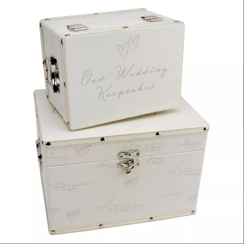 Set of 2 Luxury Wedding Day Keepsake Boxes