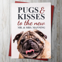 Pugs and Kisses Personalised Wedding Card