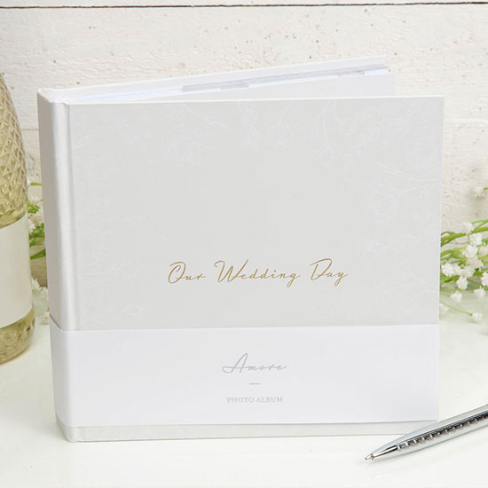 Our Wedding Day Grey Floral Photo Album 4x6 50 Pages