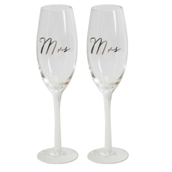 Mrs & Mrs Champagne Flutes (SAME SEX FEMALE)