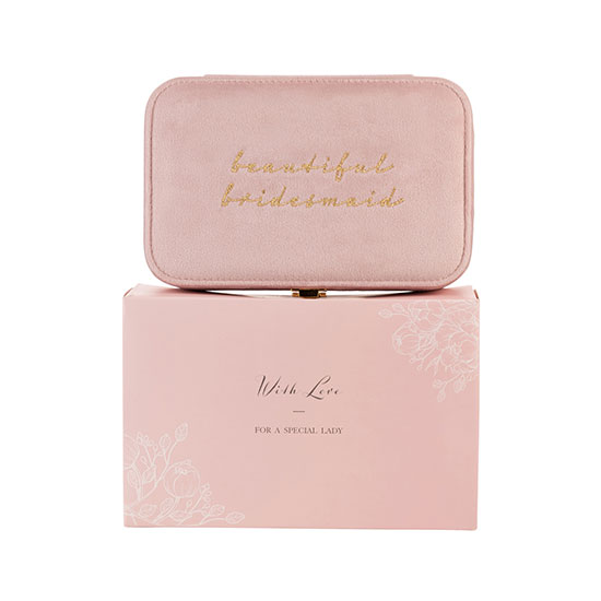 Pink Velvet Beautiful Bridesmaid Jewellery Box