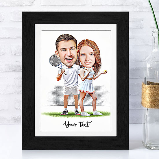 Tennis Couple Caricature (Same Sex Option Available)