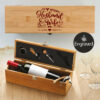 Personalised Luxury Bamboo Wine Box Set - Husband & Wife Gift