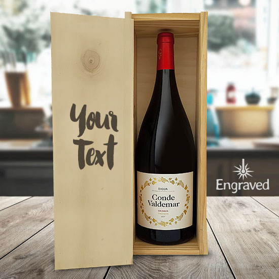 Personalised Engraved Wooden Gift Box (Includes Wine)