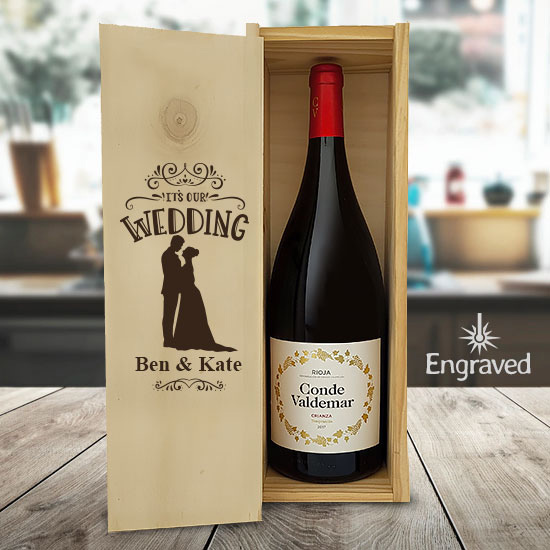 Personalised Wedding – Engraved Wooden Wine Gift Box