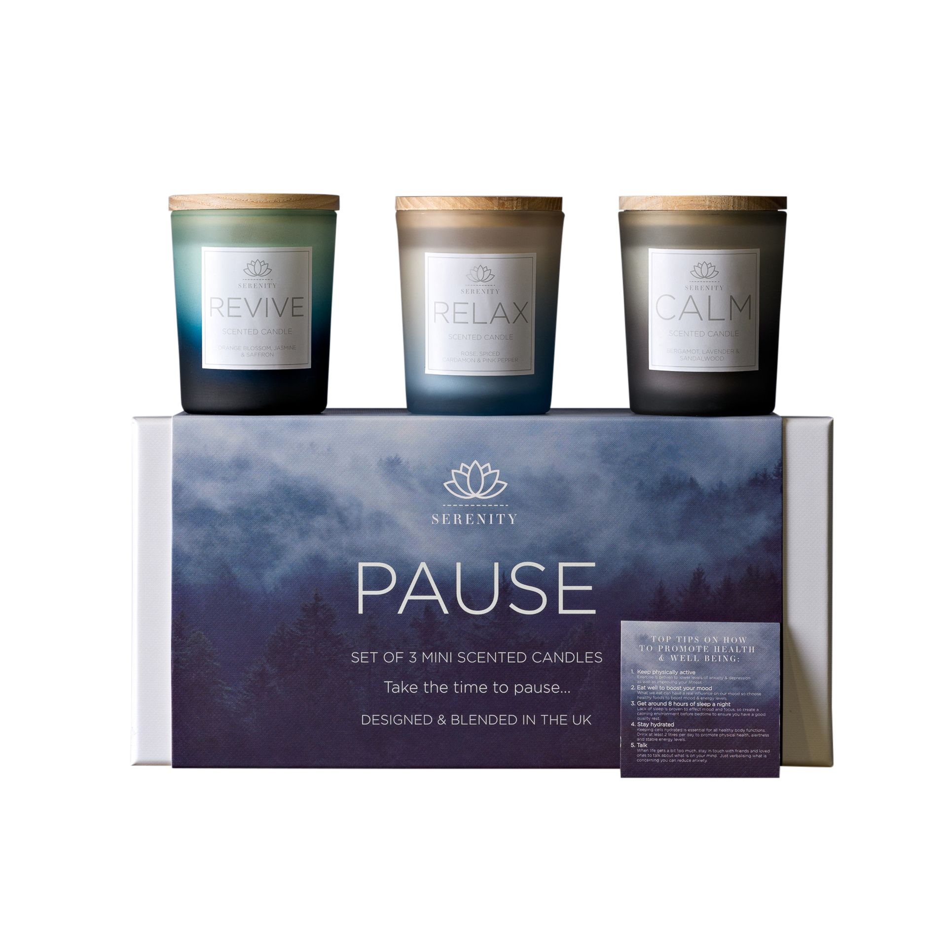 Serenity Pause Luxury Set of 3 Candles in Gift Box
