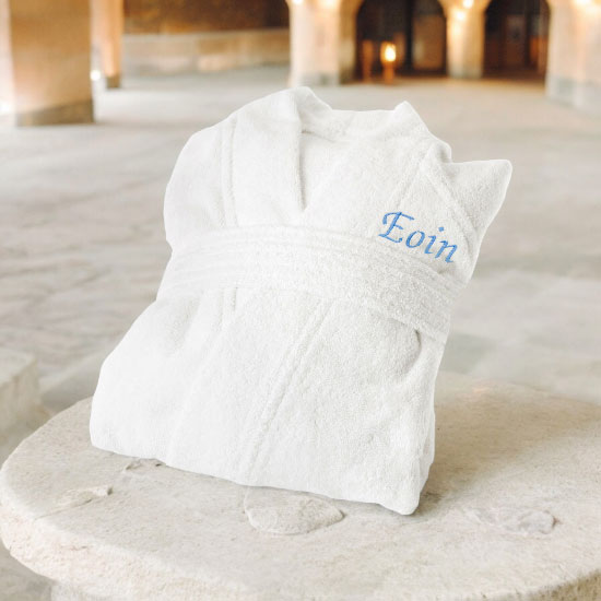 White Embroidered Bathrobe
