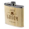 Personalised Groom Bamboo Hip Flask – 6oz Stainless Steel