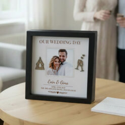 Personalised Our Wedding Day 3D Wooden Photo Frame2