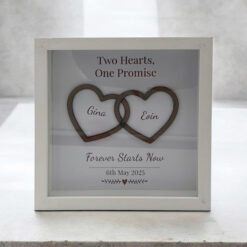 Personalised Two Hearts One Promise Wooden 3D Box Frame